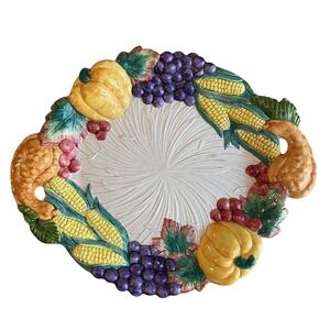 Vintage Fitz & Floyd Harvest Home 14"  Vegetable Serving Platter Autumn 1993